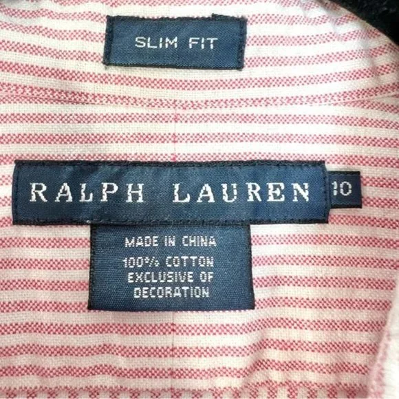 RALPH Lauren 100% cotton striped slim fit Oxford button down shirt 10 - Picture 10 of 10